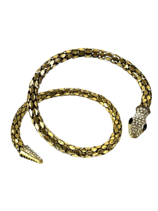 Whiting & Davis Jewelry - Whiting Davis gold mesh snakeskin wrap coil BRACELET CHOKER NECKLACE